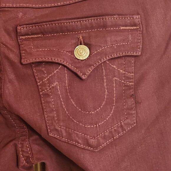 True Religion World Tour Leggings w/ Pocket Flaps in Grape Size 33 US 16 NWT - Picture 10 of 12